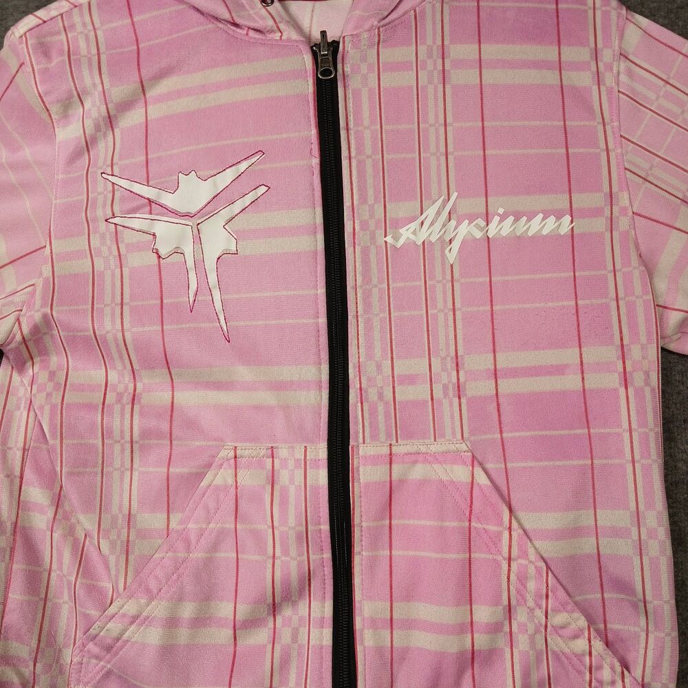 Alycium Hooded‎ Women Jacket Pink And White Pocket Full Zip Outdoor Hiking Sz 20